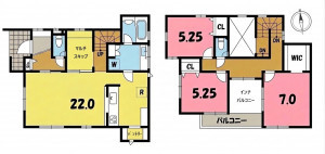 一宮市浅井町東浅井、新築一戸建ての間取り画像です