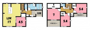 一宮市浅井町前野、新築一戸建ての間取り画像です