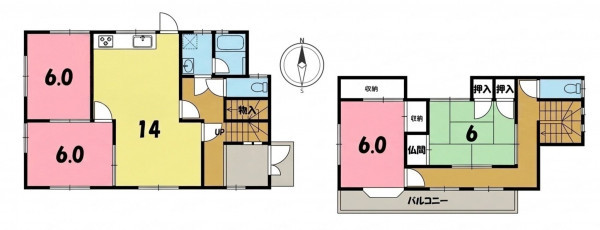 一宮市千秋町佐野、中古一戸建ての間取り画像です