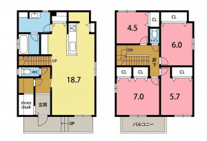 一宮市大和町馬引、新築一戸建ての間取り画像です