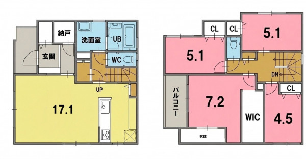 一宮市新生、新築一戸建ての間取り画像です