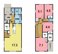 一宮市新生、新築一戸建ての間取り画像です