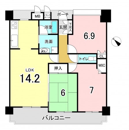 広島市西区庚午南、マンションの間取り画像です