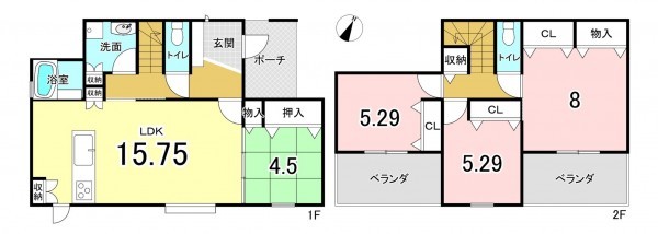広島市西区己斐上、新築一戸建ての間取り画像です