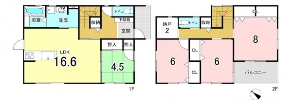 広島市西区田方、新築一戸建ての間取り画像です