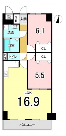 広島市西区古江西町、マンションの間取り画像です