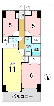 広島市西区古江上、マンションの間取り画像です