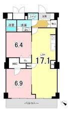 広島市西区庚午中、マンションの間取り画像です