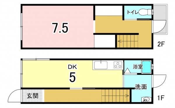 広島市西区観音新町、中古一戸建ての間取り画像です