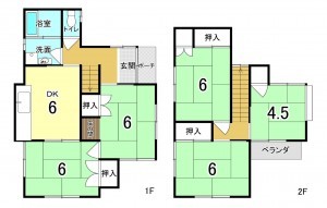 広島市西区己斐上、中古一戸建ての間取り画像です