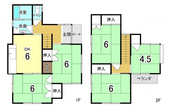 広島市西区己斐上、中古一戸建ての間取り画像です