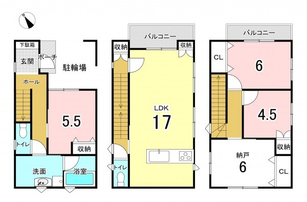 広島市西区庚午中、新築一戸建ての間取り画像です