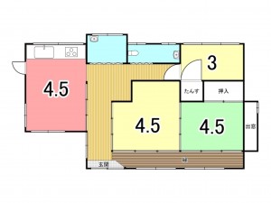 鹿児島市原良、中古一戸建ての間取り画像です