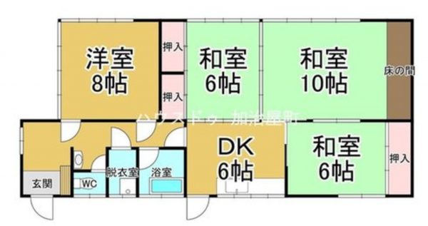 鹿児島市紫原、中古一戸建ての間取り画像です