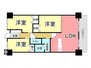 鹿児島市西陵、マンションの間取り画像です