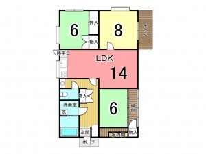 鹿児島市武岡、中古一戸建ての間取り画像です