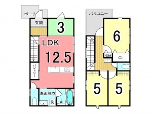 鹿児島市西陵、新築一戸建ての間取り画像です