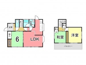 鹿児島市西陵、中古一戸建ての間取り画像です