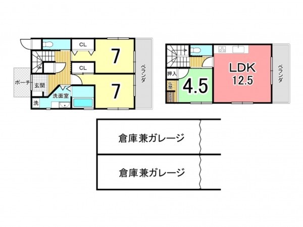 鹿児島市日之出町、中古一戸建ての間取り画像です