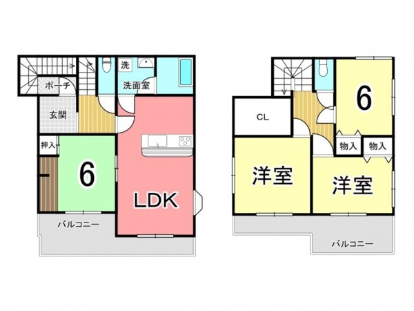 鹿児島市田上、中古一戸建ての間取り画像です