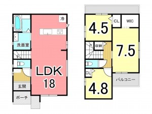 鹿児島市武岡、新築一戸建ての間取り画像です