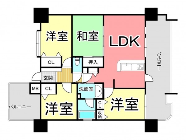 鹿児島市常盤、マンションの間取り画像です