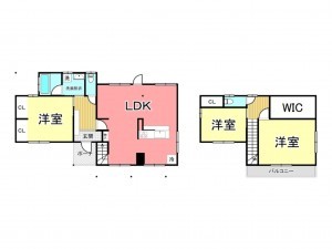 鹿児島市西陵、中古一戸建ての間取り画像です