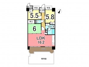 鹿児島市城西、マンションの間取り画像です