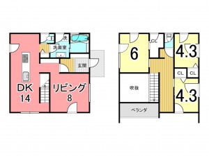 鹿児島市吉野町、中古一戸建ての間取り画像です
