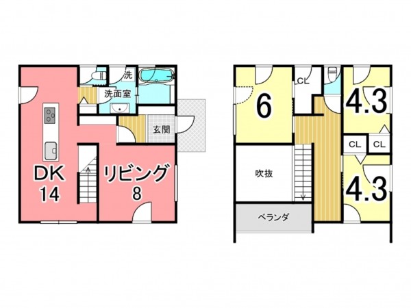 鹿児島市吉野町、中古一戸建ての間取り画像です