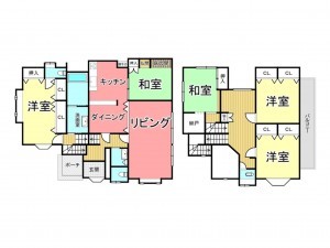 鹿児島市紫原、中古一戸建ての間取り画像です