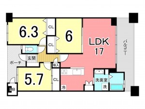 鹿児島市上荒田町、マンションの間取り画像です