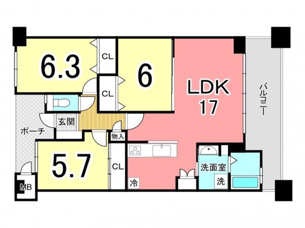 鹿児島市上荒田町、マンションの間取り画像です
