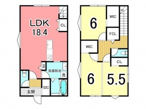 鹿児島市田上、新築一戸建ての間取り画像です