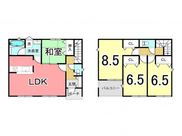 鹿児島市西陵、新築一戸建ての間取り画像です