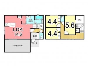 鹿児島市武、新築一戸建ての間取り画像です