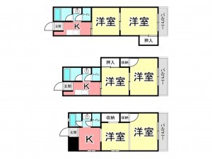 鹿児島市紫原、中古一戸建ての間取り画像です