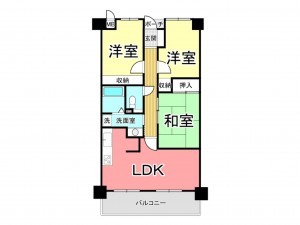 鹿児島市西陵、マンションの間取り画像です