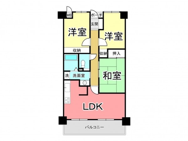 鹿児島市西陵、マンションの間取り画像です