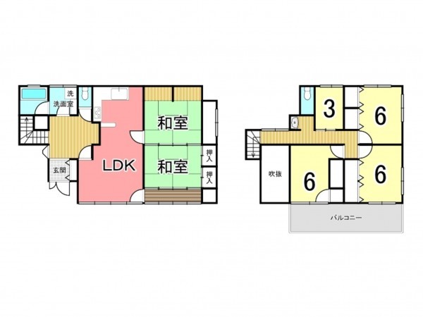 鹿児島市紫原、中古一戸建ての間取り画像です