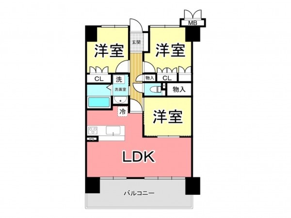 鹿児島市武、マンションの間取り画像です