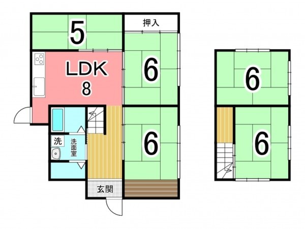 鹿児島市田上、中古一戸建ての間取り画像です