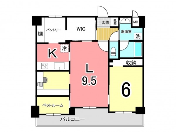 鹿児島市唐湊、マンションの間取り画像です