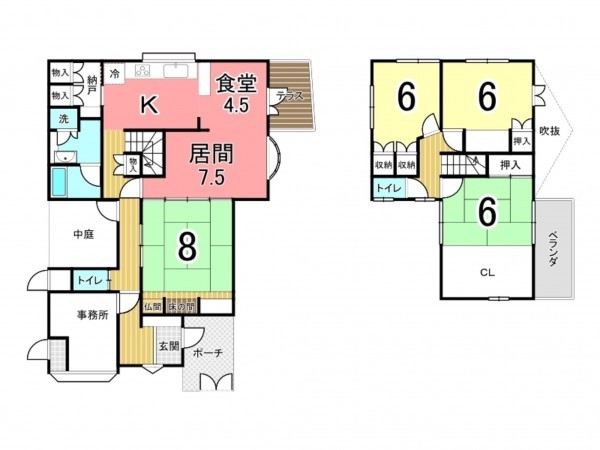 鹿児島市西陵、中古一戸建ての間取り画像です