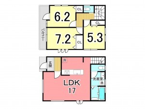鹿児島市日之出町、新築一戸建ての間取り画像です