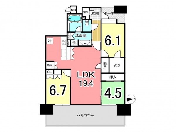 鹿児島市唐湊、マンションの間取り画像です