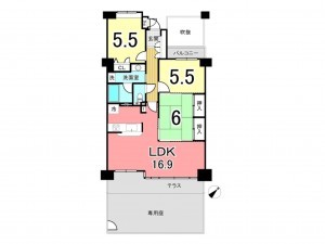 鹿児島市原良、マンションの間取り画像です