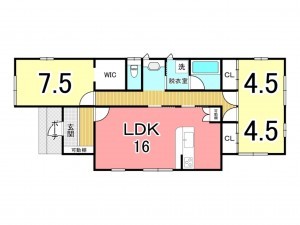 鹿児島市東坂元、新築一戸建ての間取り画像です