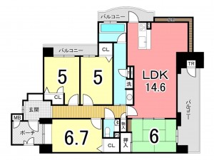 鹿児島市郡元、マンションの間取り画像です