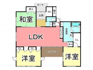鹿児島市武岡、中古一戸建ての間取り画像です